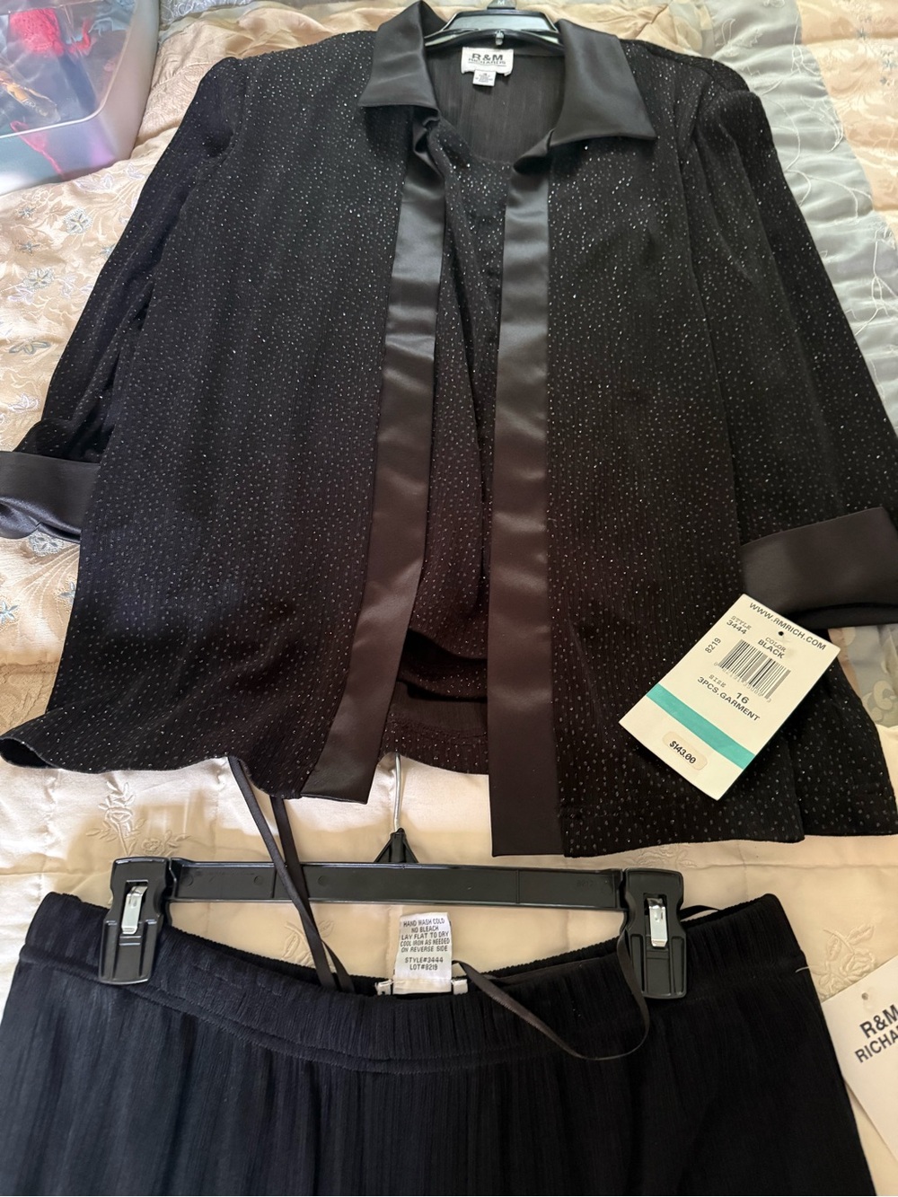 R&M Richards Black Three-Piece Garment Set